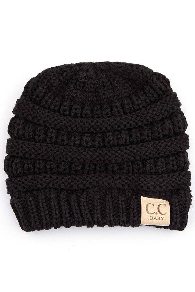 C.C Baby Solid Color Knit Beanie-Baby Essentials,Beanie,Beige,Black,Children & Tween,Children & Tweens,children's,children's Accessories,Childrens/Tween,Grey,hat,Hats,Infant to 6,infant-6-Black-[option4]-[option5]-[option6]-Bella Bliss Boutique in Texas