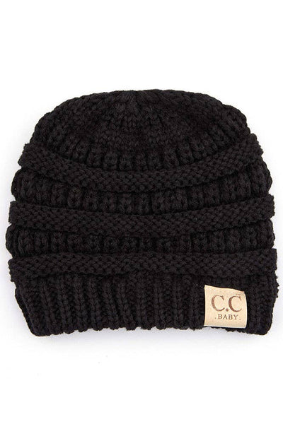 C.C Baby Solid Color Knit Beanie-Baby Essentials,Beanie,Beige,Black,Children & Tween,Children & Tweens,children's,children's Accessories,Childrens/Tween,Grey,hat,Hats,Infant to 6,infant-6-Black-[option4]-[option5]-[option6]-Bella Bliss Boutique in Texas