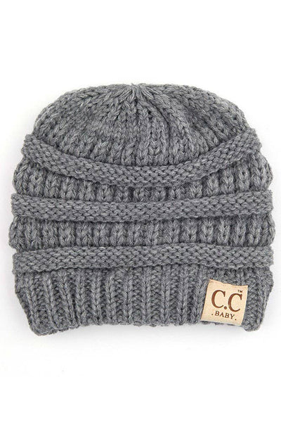 C.C Baby Solid Color Knit Beanie-Baby Essentials,Beanie,Beige,Black,Children & Tween,Children & Tweens,children's,children's Accessories,Childrens/Tween,Grey,hat,Hats,Infant to 6,infant-6-Light Melange-[option4]-[option5]-[option6]-Bella Bliss Boutique in Texas