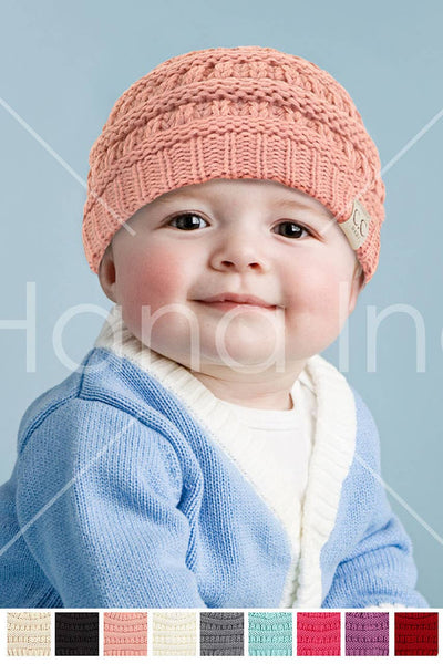 C.C Baby Solid Color Knit Beanie-Baby Essentials,Beanie,Beige,Black,Children & Tween,Children & Tweens,children's,children's Accessories,Childrens/Tween,Grey,hat,Hats,Infant to 6,infant-6-[option4]-[option5]-[option6]-Bella Bliss Boutique in Texas