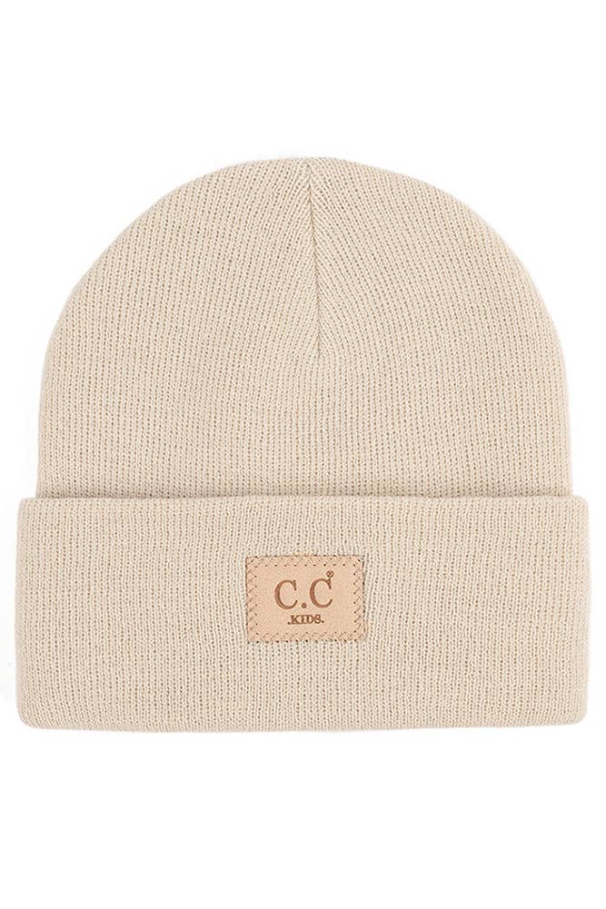 C.C Kids Classic Rib Patch Beanie-Baby Essentials,Beanie,Beige,Black,Children & Tween,Children & Tweens,children's,children's Accessories,Childrens/Tween,Grey,hat,Hats,Infant to 6-Beige-[option4]-[option5]-[option6]-Bella Bliss Boutique in Texas