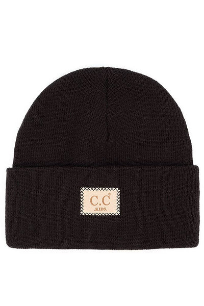 C.C Kids Classic Rib Patch Beanie-Baby Essentials,Beanie,Beige,Black,Children & Tween,Children & Tweens,children's,children's Accessories,Childrens/Tween,Grey,hat,Hats,Infant to 6-Black-[option4]-[option5]-[option6]-Bella Bliss Boutique in Texas