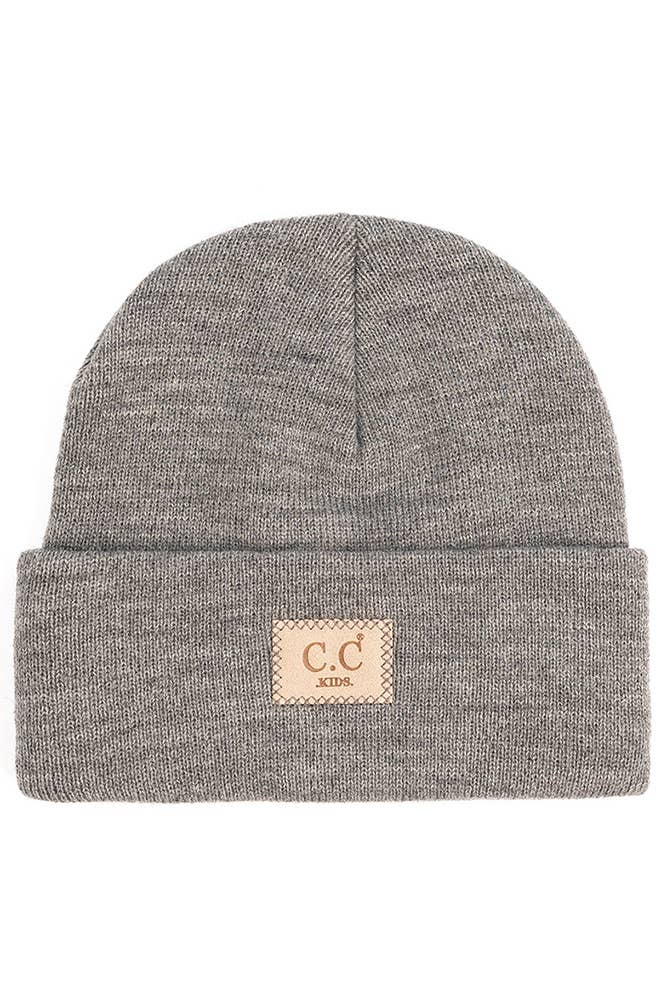C.C Kids Classic Rib Patch Beanie-Baby Essentials,Beanie,Beige,Black,Children & Tween,Children & Tweens,children's,children's Accessories,Childrens/Tween,Grey,hat,Hats,Infant to 6-Light Melange Gray-[option4]-[option5]-[option6]-Bella Bliss Boutique in Texas