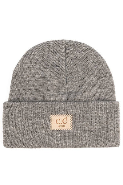 C.C Kids Classic Rib Patch Beanie-Baby Essentials,Beanie,Beige,Black,Children & Tween,Children & Tweens,children's,children's Accessories,Childrens/Tween,Grey,hat,Hats,Infant to 6-Light Melange Gray-[option4]-[option5]-[option6]-Bella Bliss Boutique in Texas
