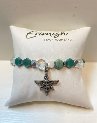 Caduceus Charm Bracelet-Bracelet,Bracelets,Charm Bracelet,Erimish,Jewelry,One Size,Stretch Bracelet,Women-[option4]-[option5]-[option6]-Bella Bliss Boutique in Texas