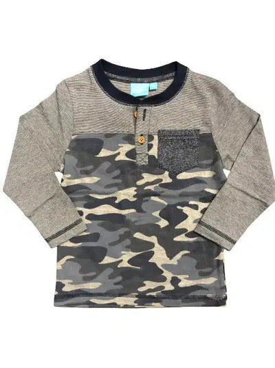 Camo Pocket Henley-Camo,Children & Tweens,children's,clothing,Henley,Infant to 6,Top,Tops,True Navy-[option4]-[option5]-[option6]-Bella Bliss Boutique in Texas