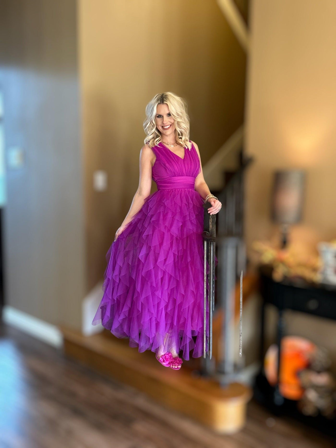 Cascade Ruffle Tulle Dress-Cascade Ruffle, clothing, dress, dresses, Maxi Dress, Tulle, Women, women's-S-[option4]-[option5]-[option6]-Bella Bliss Boutique in Texas