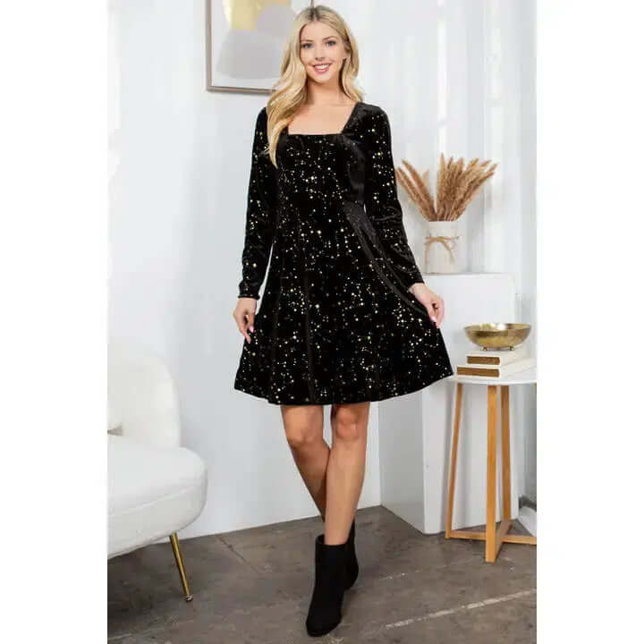 Celestial Black Velvet Dress Celestial Black Velvet Dress