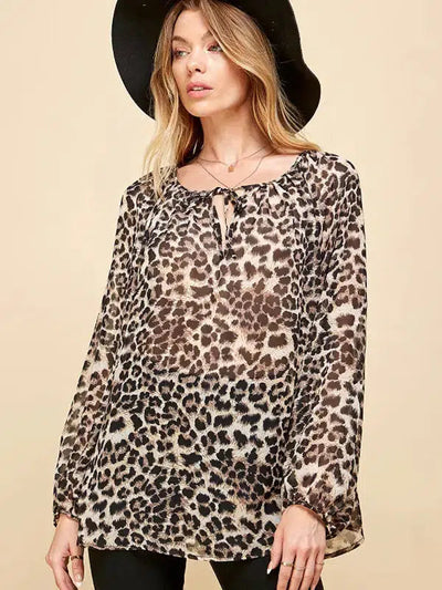 Cheetah Print Drawstring Top-Animal Print, Cheetah Print, clothing, Curvy, Sale, spring, Tops-[option4]-[option5]-[option6]-Bella Bliss Boutique in Texas