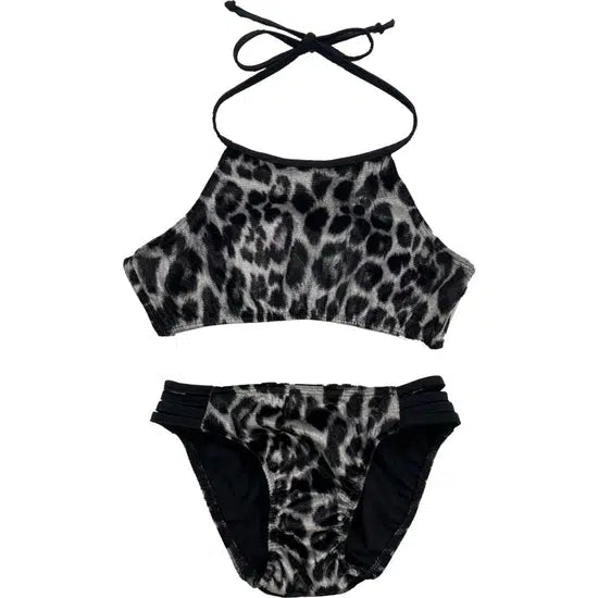 Cheetah Print Velvet Swimsuit-Black/Silver,Brown/Gold,Children & Tweens,clothing,Sale,Swimsuit,Swimwear,Tween 7-14,Tweens 7-14,Two-Piece,Velvet-[option4]-[option5]-[option6]-Bella Bliss Boutique in Texas