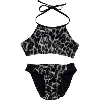 Cheetah Print Velvet Swimsuit-Black/Silver,Brown/Gold,Children & Tweens,clothing,Sale,Swimsuit,Swimwear,Tween 7-14,Tweens 7-14,Two-Piece,Velvet-[option4]-[option5]-[option6]-Bella Bliss Boutique in Texas