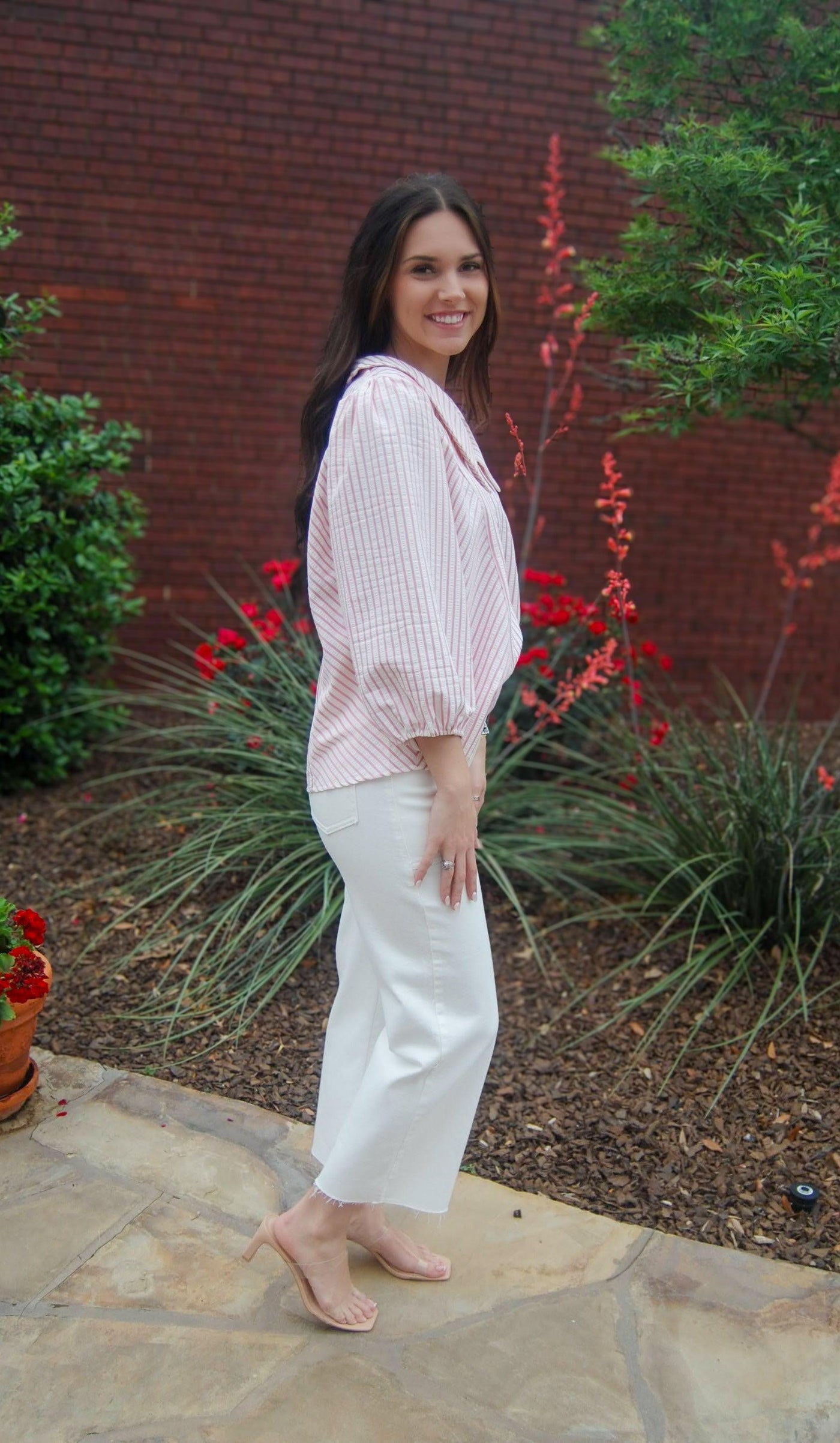 Chelsea Collar Top-Chelsea Collar,clothing,Pink,Pink Stripe,Striped,Tops,Women,women's-[option4]-[option5]-[option6]-Bella Bliss Boutique in Texas