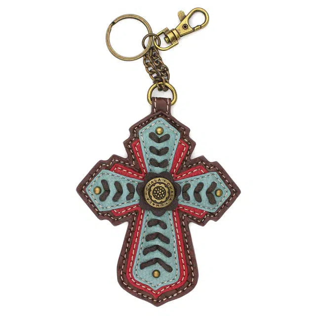 Chevron Cross Key Fob-Accessories, Chevron, Chevron Cross, Cross, Key Chain, Key Fob, Keychain, Keychains, Keychains & Coinpurses, Women, women's-[option4]-[option5]-[option6]-Bella Bliss Boutique in Texas