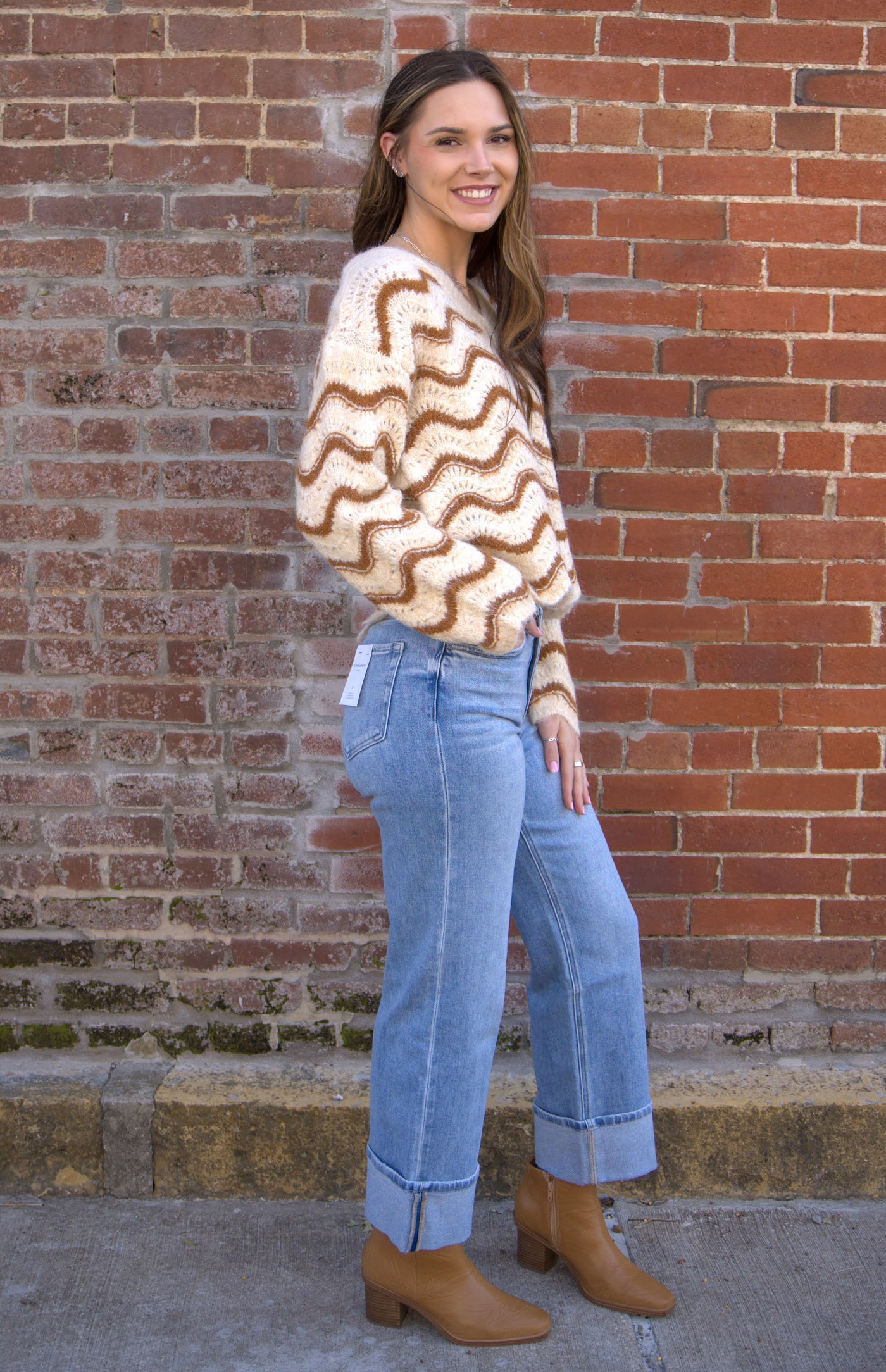 Cinnamon Waves Knit Sweater-clothing,Knit Sweater,Striped,Sweater,Sweaters,Top,Tops,Women,women's-[option4]-[option5]-[option6]-Bella Bliss Boutique in Texas