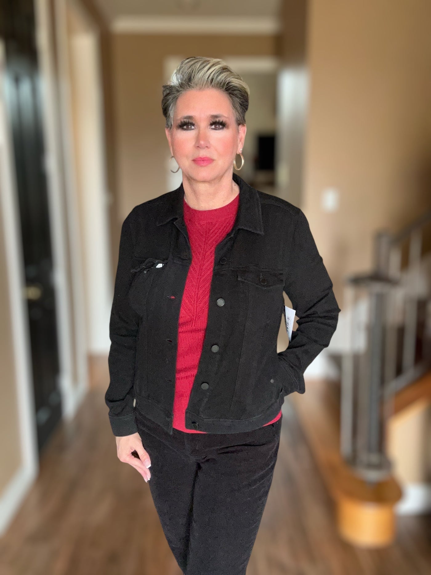 Classic Powerflex Denim Jacket-Black Rinse, clothing, Coats & Jackets, denim, Denim Jacket, jacket, Outerwear, Powerflex, Women, women's-S-[option4]-[option5]-[option6]-Bella Bliss Boutique in Texas