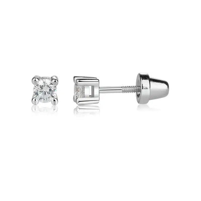 Clear CZ Stud Screwback Earrings-Children & Tweens, children's, Clear CZ, CZ, Earring, Earrings, Infant to 6, Jewelry, Post Earrings, Screwback Earrings, Sterling Silver, Tweens 7-14-[option4]-[option5]-[option6]-Bella Bliss Boutique in Texas