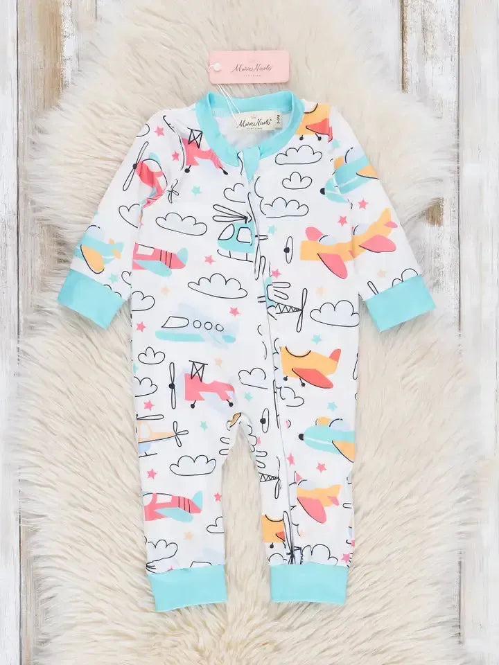 Cloud Nine Dreams Sleeper-Airplanes,Children & Tweens,children's,clothing,Cloud NIne,Clouds,Infant to 6,Onsie,Pajamas,Sleeper-0/3M-[option4]-[option5]-[option6]-Bella Bliss Boutique in Texas