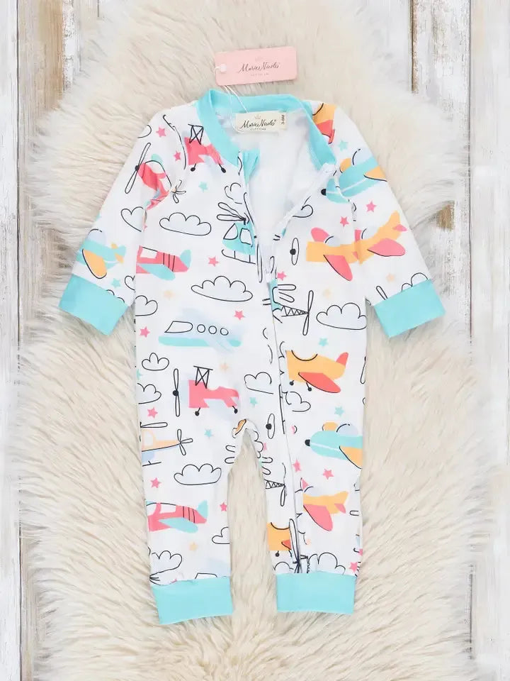 Cloud Nine Dreams Sleeper-Airplanes,Children & Tweens,children's,clothing,Cloud NIne,Clouds,Infant to 6,Onsie,Pajamas,Sleeper-[option4]-[option5]-[option6]-Bella Bliss Boutique in Texas
