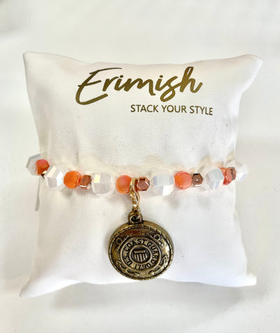 Coast Guard Charm Bracelet-Bracelets,Charm Bracelet,Coast Guard,Erimish,gold,Jewelry,One Size,orange,Stackable,Stretch Bracelet,White,Women-[option4]-[option5]-[option6]-Bella Bliss Boutique in Texas