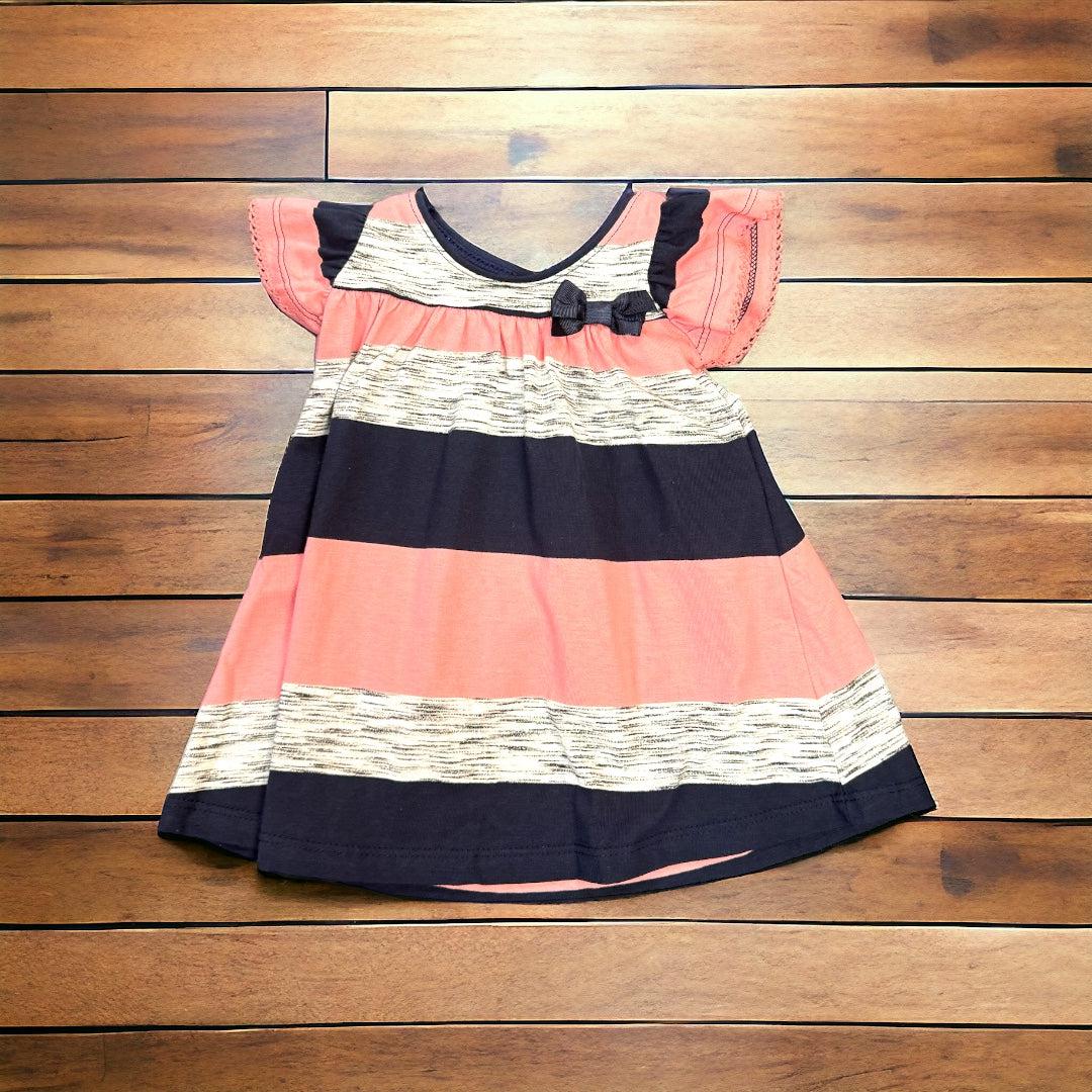 Color Block Dress-Bow Detail, Children & Tweens, children's, clothing, Color Block, Colorblock, dress, dresses, Infant to 6, navy, Navy Bow Detail, Pink-6/9M-[option4]-[option5]-[option6]-Bella Bliss Boutique in Texas