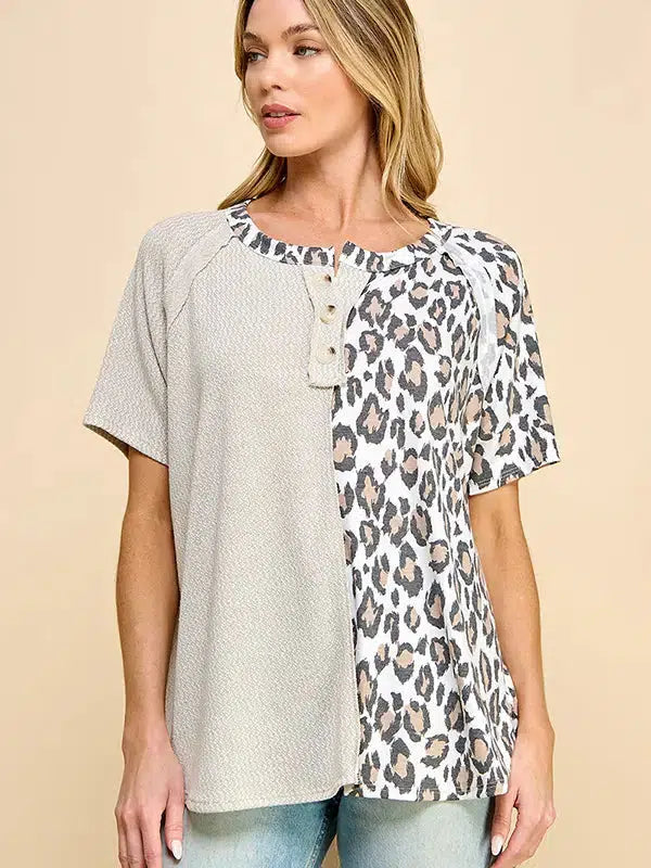 Color Block Knit Top-Animal Print, clothing, Color Block, Colorblock, Curvy, Knit, leopard, Leopard Print, Sale, spring, Tops, women's-1X-[option4]-[option5]-[option6]-Bella Bliss Boutique in Texas