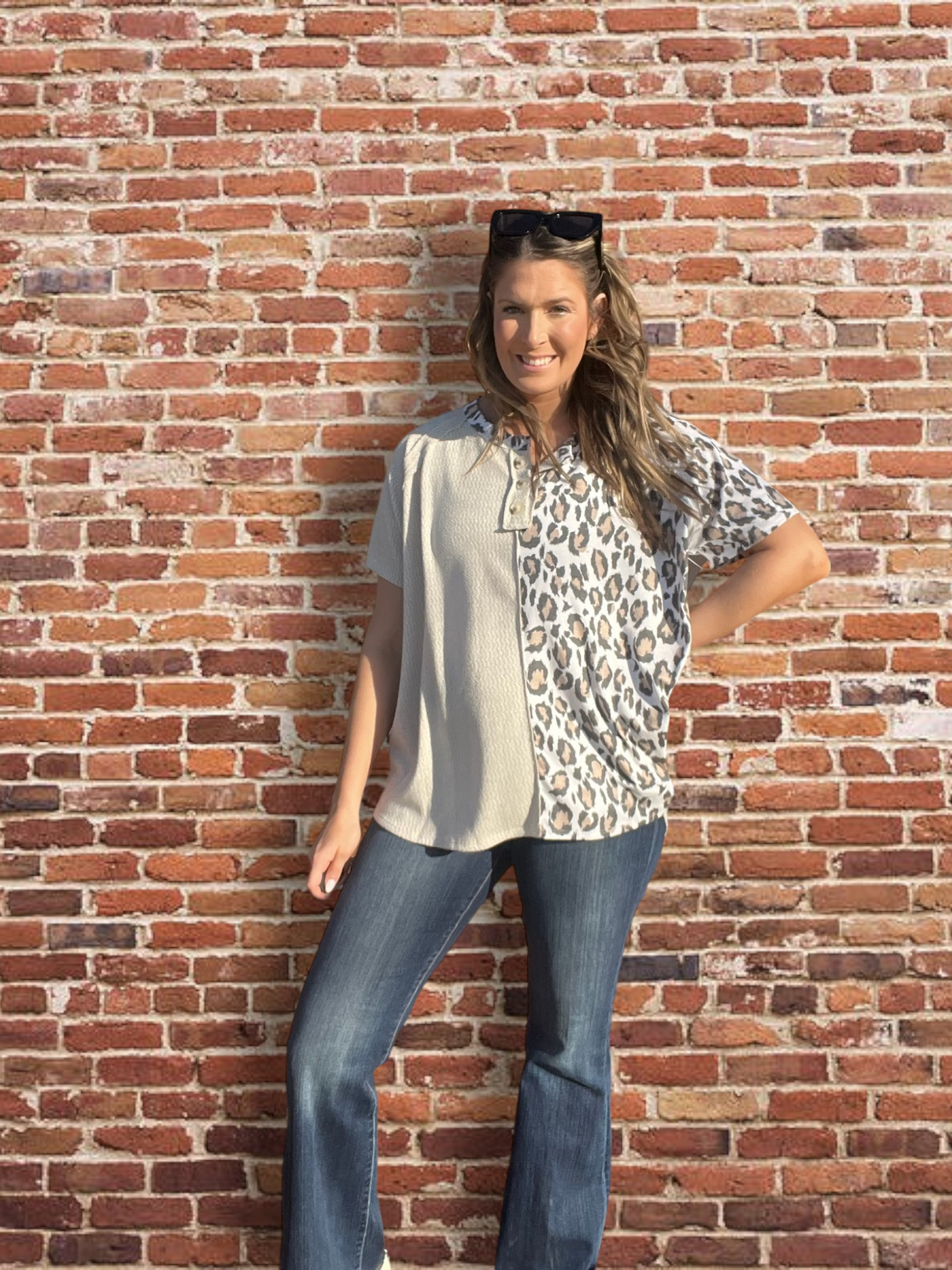 Color Block Knit Top-Animal Print, clothing, Color Block, Colorblock, Curvy, Knit, leopard, Leopard Print, Sale, spring, Tops, women's-S-[option4]-[option5]-[option6]-Bella Bliss Boutique in Texas