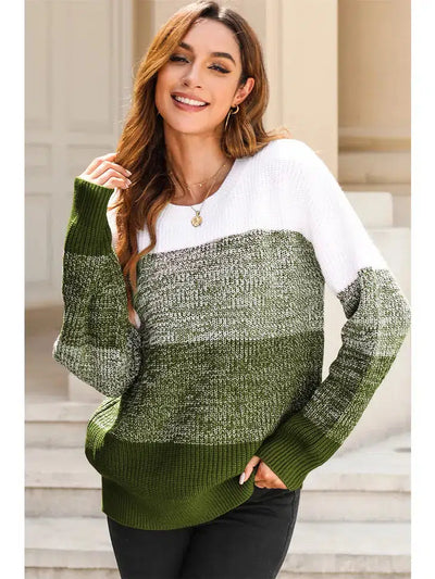 Colorblock Drop Shoulder Sweater-Clothing, Color Block, Colorblock, long sleeve top, Pickle Green, Rib Trim, spring, Sweater, Sweater Weather, Sweaters, top, Tops, women, Women's, women's tops-S-[option4]-[option5]-[option6]-Bella Bliss Boutique in Texas