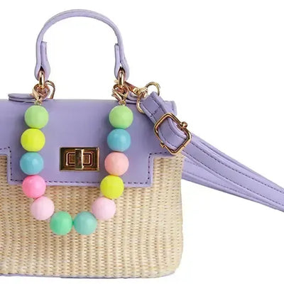 Colorful Basket Handbag-Basket Bag,Basket Purse,Children & Tweens,children's,children's Accessories,Colorful Bead Detail,Handbags,Lavender,Mini Purse,Pink,Purse,purses & bags,Purses & Wallets-[option4]-[option5]-[option6]-Bella Bliss Boutique in Texas