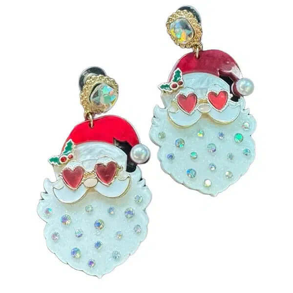 Cool Santa Earrings-Christmas,Christmas Earrings,Cool Santa,Dangle Earrings,Earring,Earrings,Jewelry,Pink,Post Drop Earrings,Post Earrings,Red,Sale,Santa,Santa Clause,Stud EArrings-[option4]-[option5]-[option6]-Bella Bliss Boutique in Texas