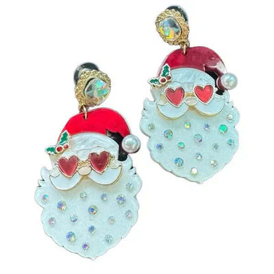 Cool Santa Earrings-Christmas,Christmas Earrings,Cool Santa,Dangle Earrings,Earring,Earrings,Jewelry,Pink,Post Drop Earrings,Post Earrings,Red,Sale,Santa,Santa Clause,Stud EArrings-[option4]-[option5]-[option6]-Bella Bliss Boutique in Texas