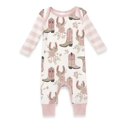 Cowgirl Boots Bamboo Romper-Bamboo,Children & Tweens,children's,clothing,Cowgirl Boots,Infant to 6,Jumpsuits & Rompers,Onsie,romper,Rompers,Sleeper-NB-[option4]-[option5]-[option6]-Bella Bliss Boutique in Texas