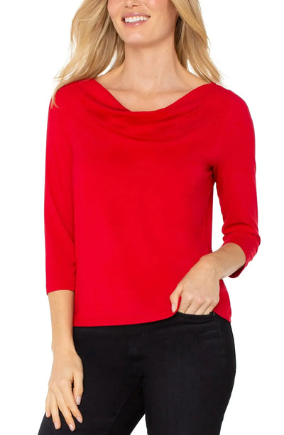 Cowl Neck Knit Top-3/4 Sleeve,Bamboo Viscose,blouse,Business Casual,Cowl Neck,Liverpool,Women,women's-XS-[option4]-[option5]-[option6]-Bella Bliss Boutique in Texas