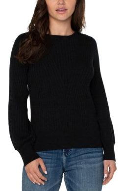Crew Neck Sweater w/Rib Detail-Black, clothing, Crew Neck, Long Sleeve, Rib Detail, Sweater, Sweaters, Top, Tops, Women, women's-XS-[option4]-[option5]-[option6]-Bella Bliss Boutique in Texas