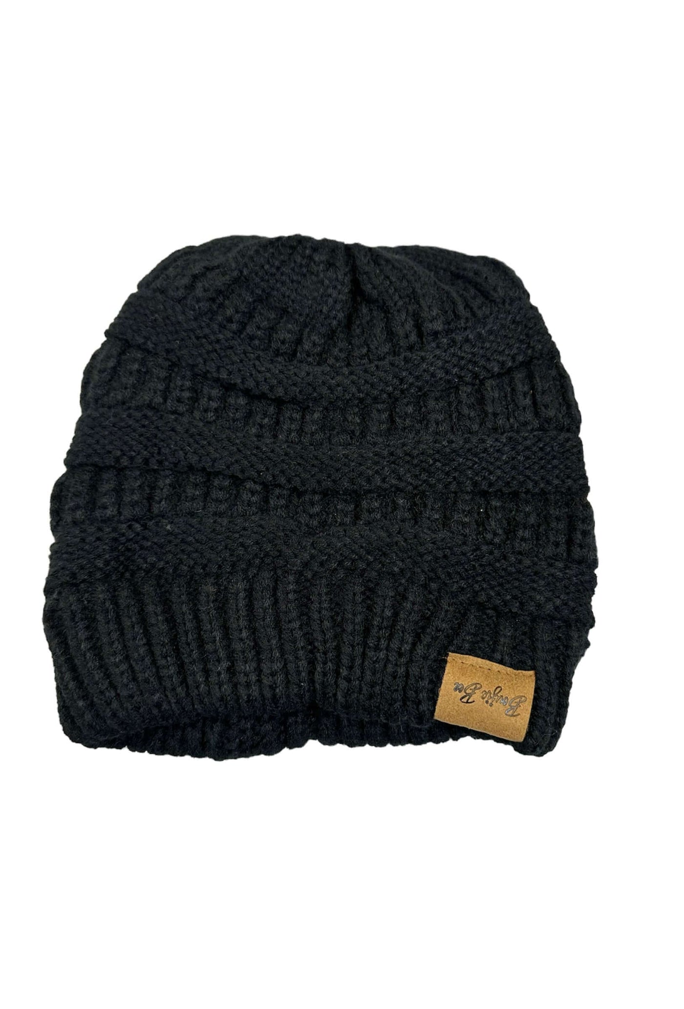 Criss Cross Knitted Ponytail Beanie-Accessories,Beanie,Black,Criss Cross,Pink,Ponytail Beanie,Taupe,Winter White,Women,women's-[option4]-[option5]-[option6]-Bella Bliss Boutique in Texas