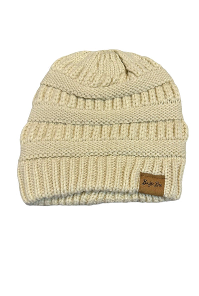 Criss Cross Knitted Ponytail Beanie-Accessories,Beanie,Black,Criss Cross,Pink,Ponytail Beanie,Taupe,Winter White,Women,women's-[option4]-[option5]-[option6]-Bella Bliss Boutique in Texas