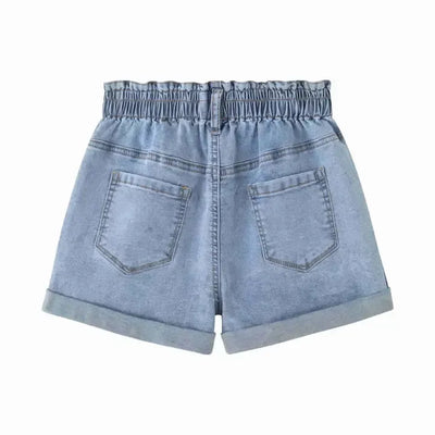 Cuffed Denim Shorts-Bottoms,Children & Tweens,children's,clothing,denim,Denim Shorts,Elastic Waist,Infant to 6,Light Wash,shorts,Tweens 7-14-[option4]-[option5]-[option6]-Bella Bliss Boutique in Texas
