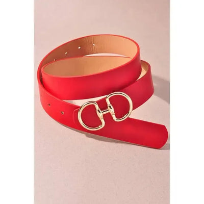 D Link Horsebit Buckle Belt-Accessories,Azure,Beige,Belt,Belts,Black,blush,D LInk,D LInk Horsebit Buckle,Horsebit Buckle,navy,Olive,orange,Red,Royal Blue,Taupe,White,women's-Red-[option4]-[option5]-[option6]-Bella Bliss Boutique in Texas
