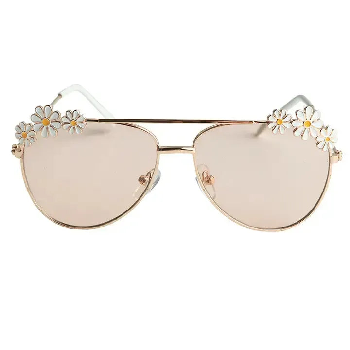 Daisy Sunglasses-Aviator,Children & Tweens,children's,children's Accessories,daisy,Infant to 6,Pink,Sunglasses,Tweens 7-14,White-White-[option4]-[option5]-[option6]-Bella Bliss Boutique in Texas
