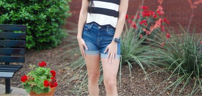 Dark Wash High Rise Cuffed Shorts-Bottoms,clothing,Curvy,Dark Wash,denim,Denim Shorts,Hi-Rise,Hi-Waist,High Rise,Jean Shorts,shorts,women,women's-S-[option4]-[option5]-[option6]-Bella Bliss Boutique in Texas