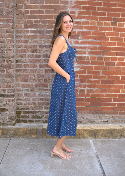 Denim Floral Corset Midi Dress-clothing,Corset,denim,Denim Dress,dress,dresses,Floral Print,Midi Dress,Women,women's-[option4]-[option5]-[option6]-Bella Bliss Boutique in Texas