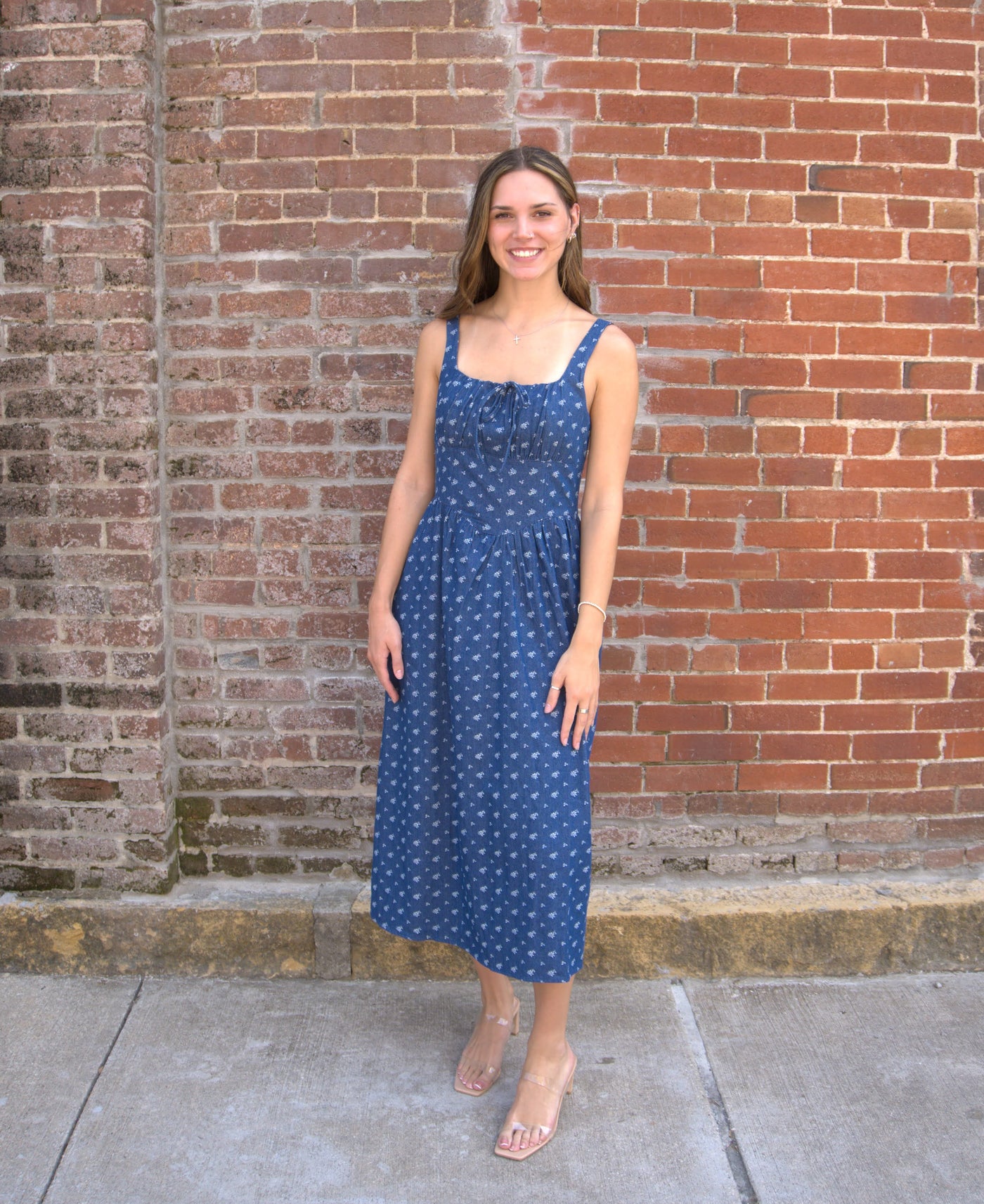 Denim Floral Corset Midi Dress-clothing,Corset,denim,Denim Dress,dress,dresses,Floral Print,Midi Dress,Women,women's-[option4]-[option5]-[option6]-Bella Bliss Boutique in Texas