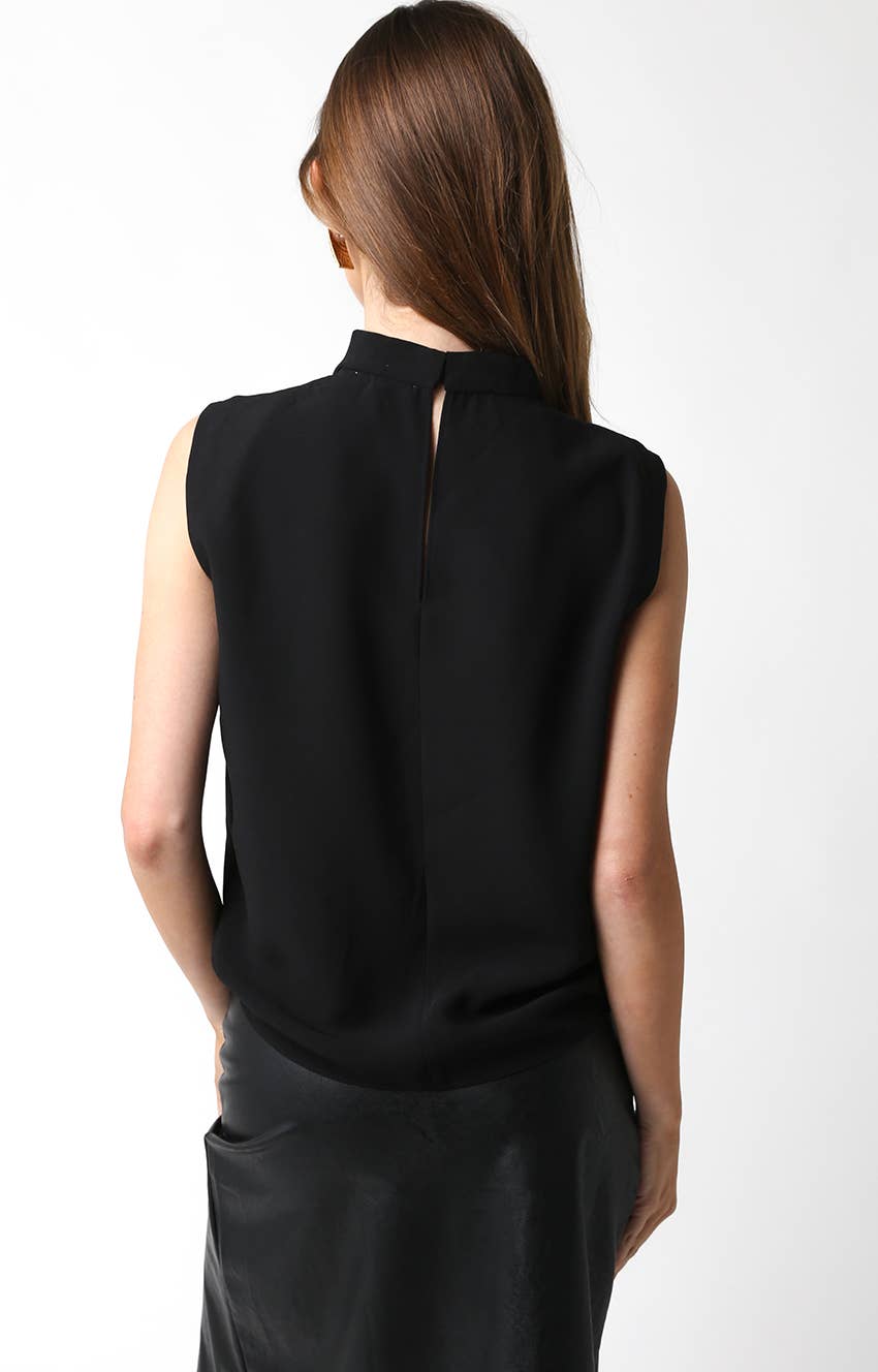 Denise Top-blouse,clothing,Mock Neck,Olivaceous,Red,Sleeveless,Top,Tops,White,Women,womens,Woven,Woven Top-[option4]-[option5]-[option6]-Bella Bliss Boutique in Texas