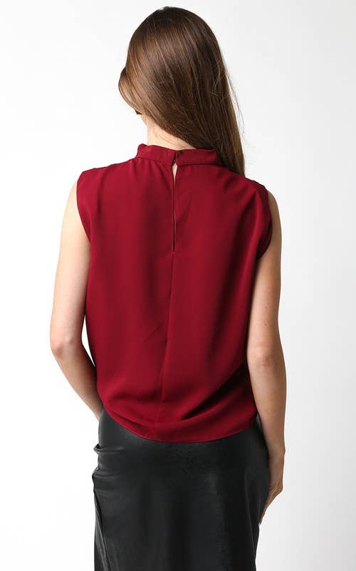 Denise Top-blouse,clothing,Mock Neck,Olivaceous,Red,Sleeveless,Top,Tops,White,Women,womens,Woven,Woven Top-[option4]-[option5]-[option6]-Bella Bliss Boutique in Texas