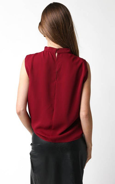 Denise Top-blouse,clothing,Mock Neck,Olivaceous,Red,Sleeveless,Top,Tops,White,Women,womens,Woven,Woven Top-[option4]-[option5]-[option6]-Bella Bliss Boutique in Texas