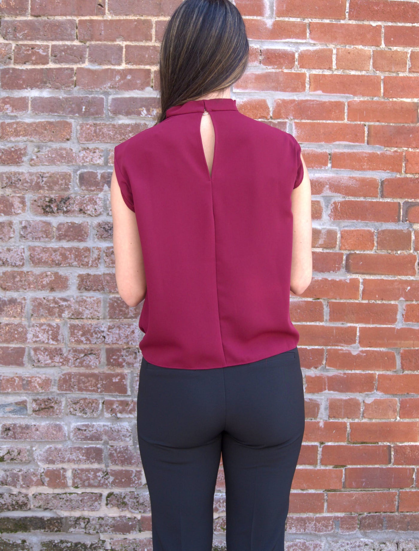Denise Top-blouse,clothing,Mock Neck,Olivaceous,Red,Sleeveless,Top,Tops,White,Women,womens,Woven,Woven Top-[option4]-[option5]-[option6]-Bella Bliss Boutique in Texas