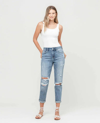 Distressed Stretch Boyfriend Jeans-Bottoms, clothing, denim, Distressed, Dreamland, Jeans, Pants, Skeeter, Stretch, Women, women's-3/26-[option4]-[option5]-[option6]-Bella Bliss Boutique in Texas