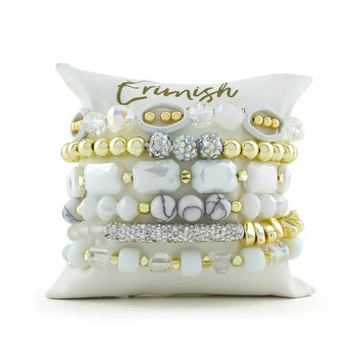 Downy Bracelet Set-Bracelet, Bracelets, Downy, gold, Jewelry, Stack Bracelet, Stretch Bracelet, White-[option4]-[option5]-[option6]-Bella Bliss Boutique in Texas