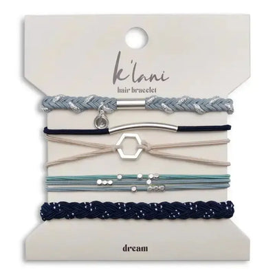 Dream Hair Tie Bracelets-Accessories,Dream,Gifts for Her,Hair Accessories,Hair Elastics,Hair Tie Bracelets,Hair Ties,Jewelry,Neutral/Blue Tones,Ponytail Holders,Shimmery Silver-S-[option4]-[option5]-[option6]-Bella Bliss Boutique in Texas