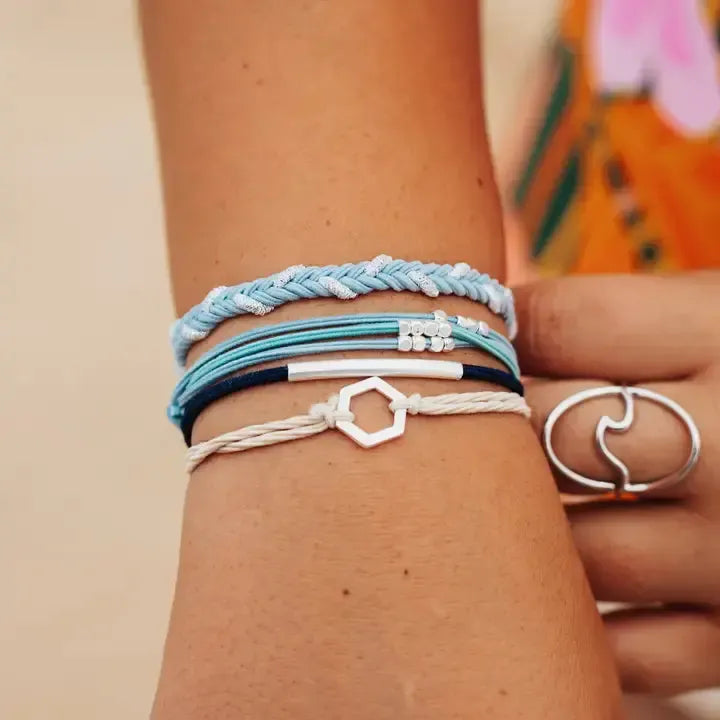 Dream Hair Tie Bracelets-Accessories,Dream,Gifts for Her,Hair Accessories,Hair Elastics,Hair Tie Bracelets,Hair Ties,Jewelry,Neutral/Blue Tones,Ponytail Holders,Shimmery Silver-[option4]-[option5]-[option6]-Bella Bliss Boutique in Texas