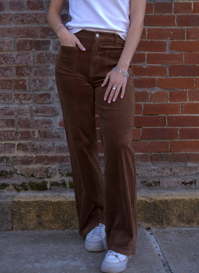 Eastwood High Rise Corduroy Pants-Bottoms,clothing,Corduroy,High Rise,Kan Can USA,Pants,Patch Pockets,pockets,Super High Rise,Wide Leg,Women,women's-[option4]-[option5]-[option6]-Bella Bliss Boutique in Texas
